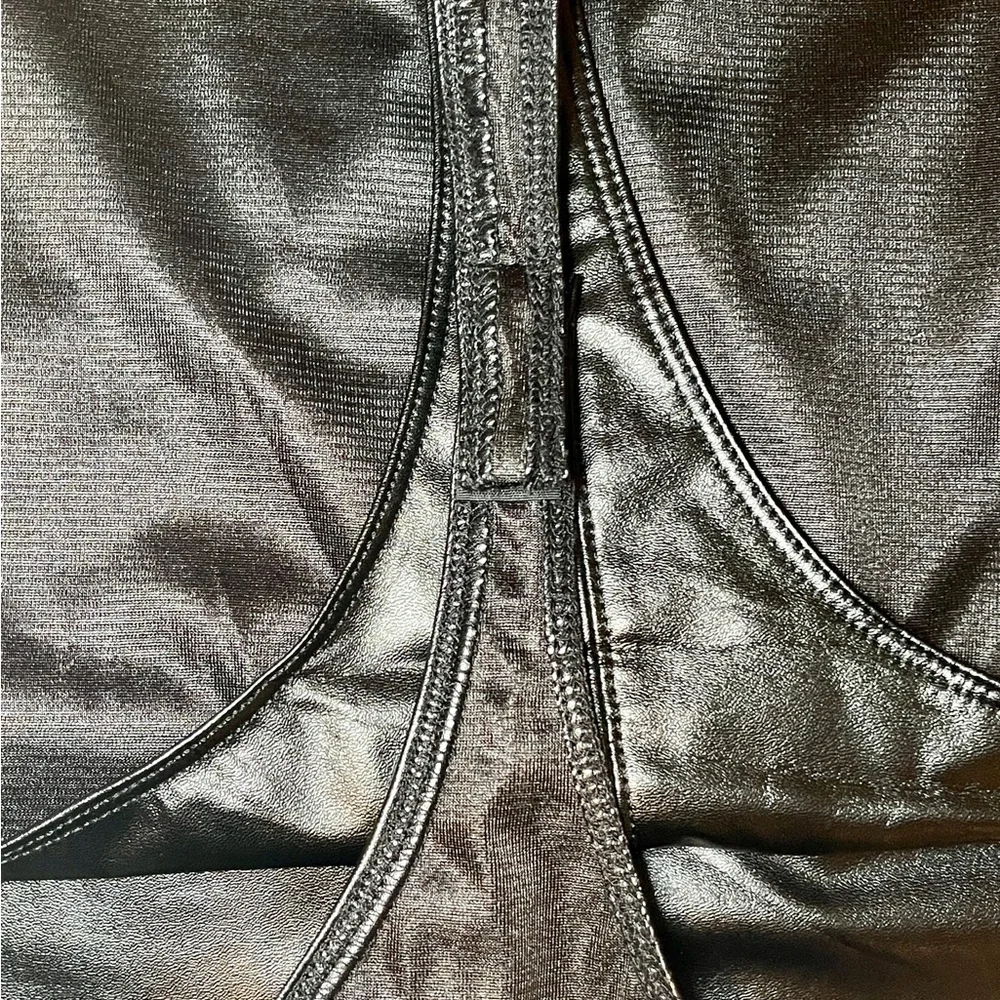 Shinestar Black Faux Leather Bodysuit Size M NWOT Edgy Chic - Picture 6 of 8